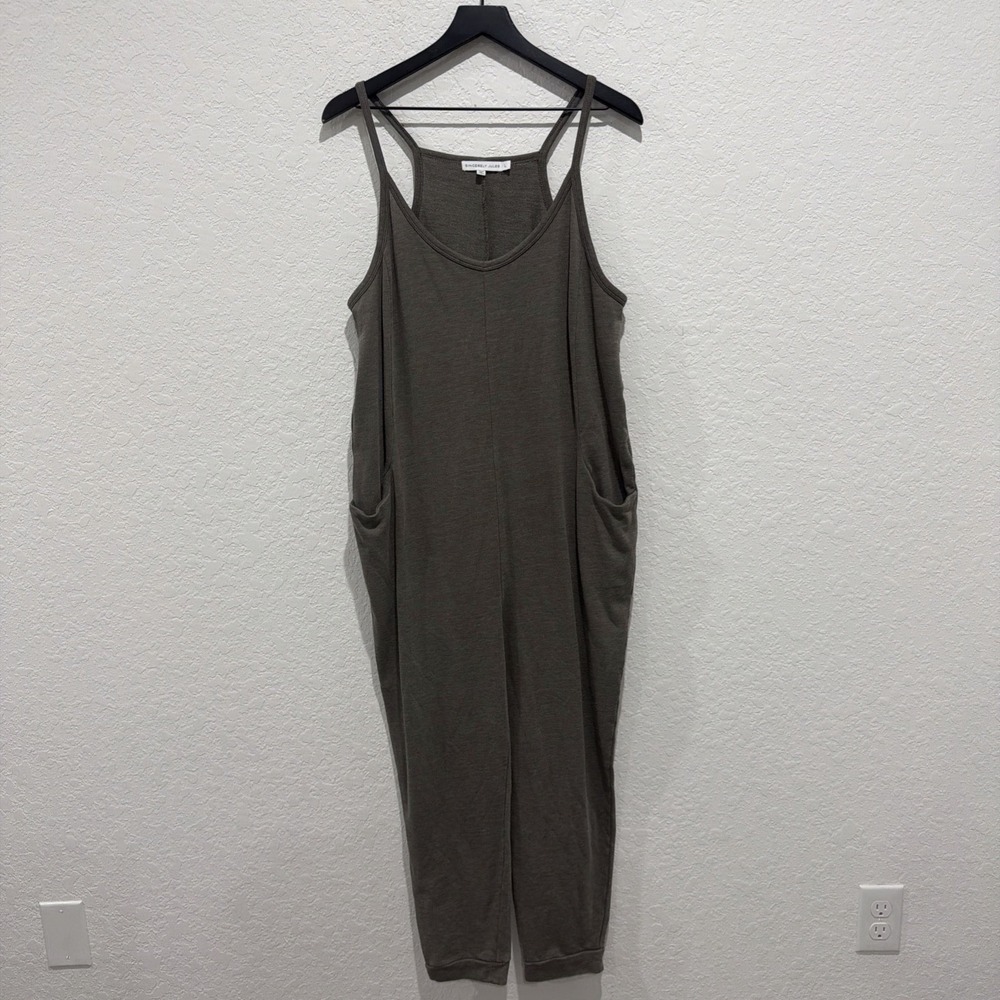 Sincerely Jules Dusty Brown Gray Jumpsuit Romper With Pockets Comfy Size Large